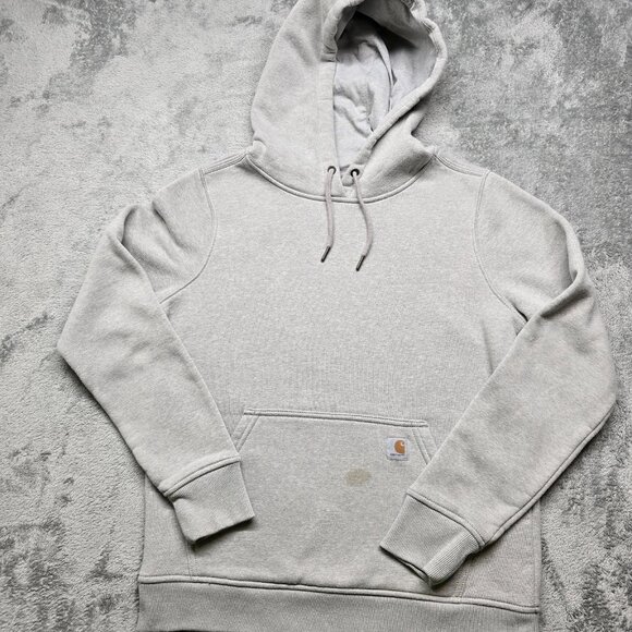 Carhartt Pullover Hooded Sweatshirt Mens S Gray Drawstring Heavyweight Pockets - Picture 1 of 16